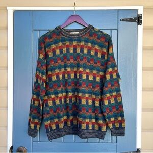 Vintage Segreto Multi-coloured block pattern 90s knit sweater Men’s Size Medium